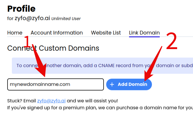 Zyfo add domain